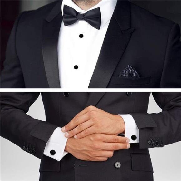Tuxedo Studs and Cufflinks Set, Mens Cufflinks and Cuff Studs Set Cuff Links - Picture 6 of 8